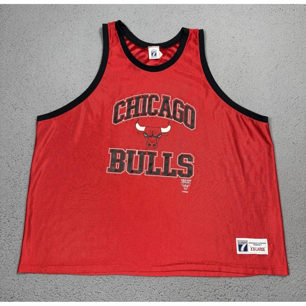 Vintage Chicago Bulls Jersey Mens 2XL Red NBA Basketball Mesh Tank Logo 7 USA
